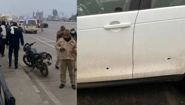 असदुद्दीन ओवैसी की गाड़ी कुछ हमलावरों ने गोलियां चला दीं , बाल-बाल बच गए असदुद्दीन ओवैसी