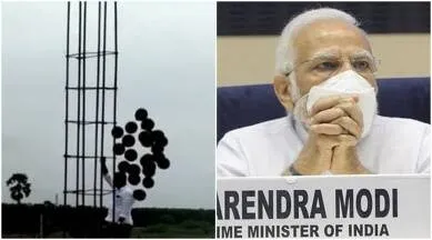प्रधानमंत्री नरेंद्र मोदी के उड़ान मार्ग में काले गुब्बारे छोड़ने के लिए कांग्रेस कार्यकर्ता हिरासत में