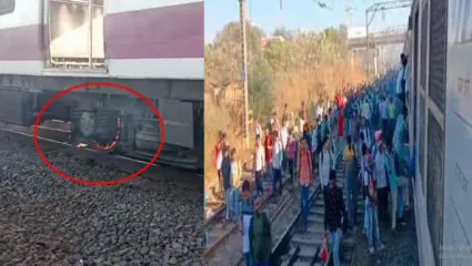 मुंबई में चलती लोकल ट्रेन लग गई आग...जान बचाने के लिए गाड़ी से उतरे यात्री 