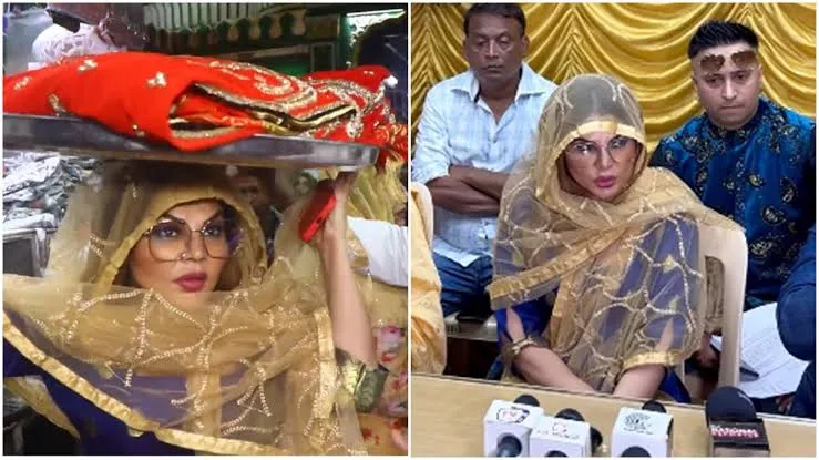राखी सावंत ने माहिम दरगाह पर चढ़ाई चादर, प्रेस कॉन्फ्रेंस में बोलीं- 'मुझे शांति चाहिए'