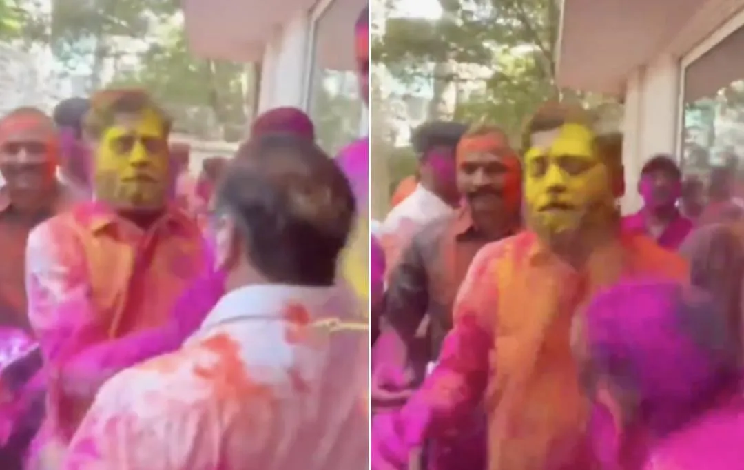 ठाणे : उपमुख्यमंत्री एकनाथ शिंदे ने ठाणे में अपने आवास पर होली मनाई