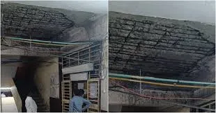 ठाणे : छत्रपति शिवाजी महाराज अस्पताल के आईसीयू के बाहर छत का कंक्रीट प्लास्टर गिर गया; किसी के हताहत होने की खबर नहीं 
