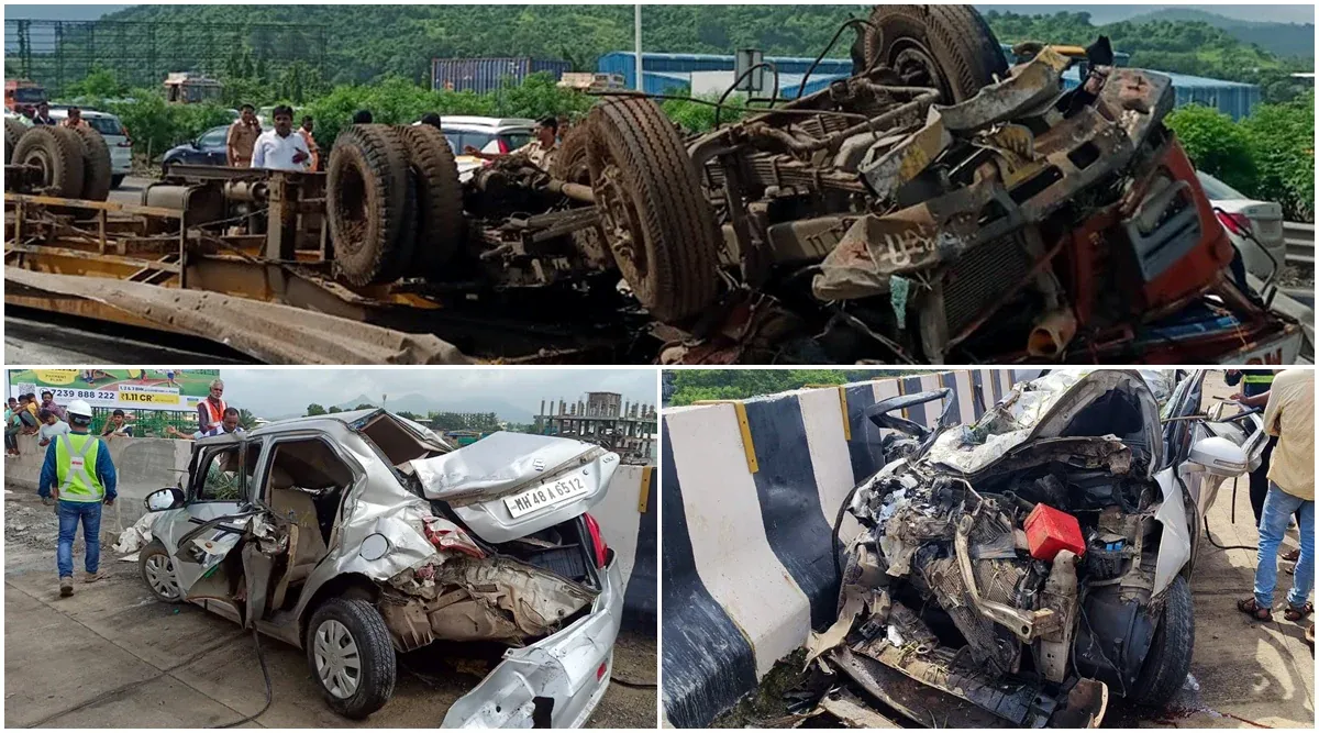 मुंबई-पुणे हाईवे पर कार और एक ट्रक के बीच हुई टक्कर; दो लोगों की मौत