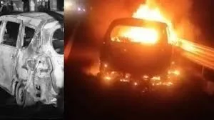 दिल्ली-मुंबई एक्सप्रेस वे पर 5 की जलकर मौत, आग का गोला बनी गाड़ी; वैष्णो देवी से लौट रहा था परिवार 