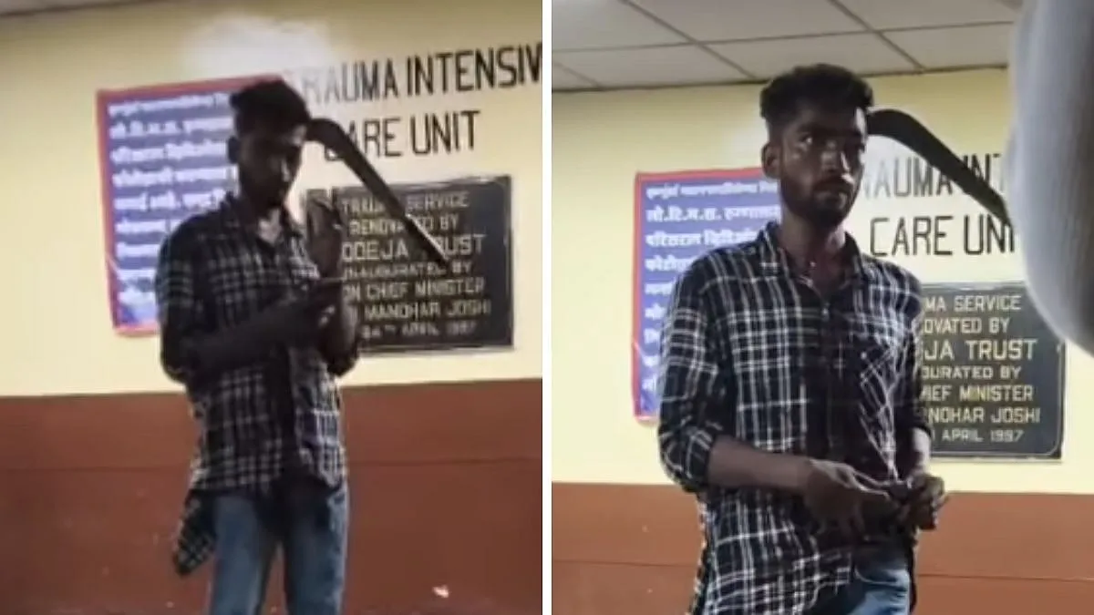 मुंबई में सनसनी: सिर में दरांती फंसी होने के बावजूद अस्पताल पहुंचा युवक, वीडियो हुआ वायरल