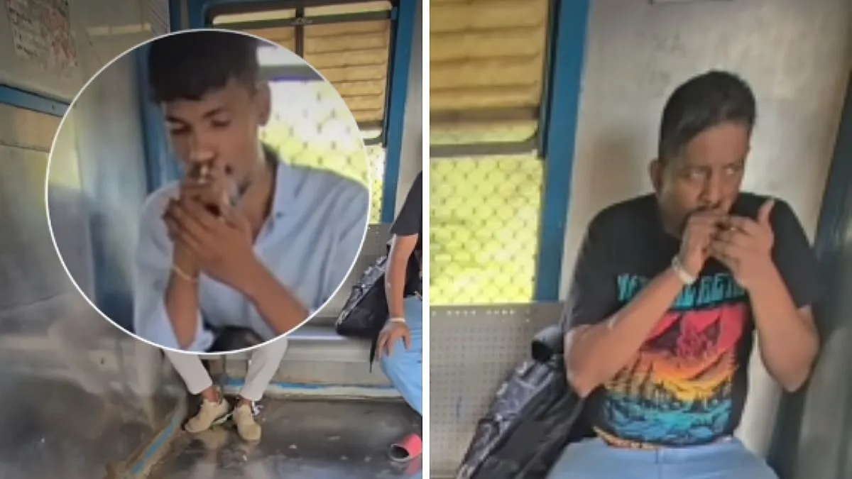 मुंबई लोकल ट्रेन में चिलम पीते दिखे दो युवक, वायरल वीडियो के बाद सुरक्षा व्यवस्था पर सवाल