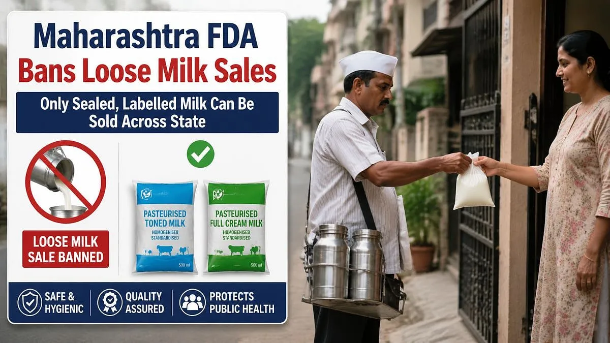 महाराष्ट्र में दूध बिक्री के नियमों में बड़ा बदलाव: FDA का सख्त आदेश, बिना लेबल के खुला दूध बेचना होगा प्रतिबंधित