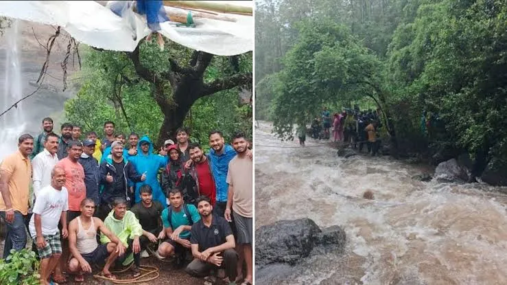 खोपोली के ज़ेनिथ वॉटरफॉल में भारी बारिश से बाढ़ जैसे हालात, मुंबई के करीब 80 पर्यटक फंसे