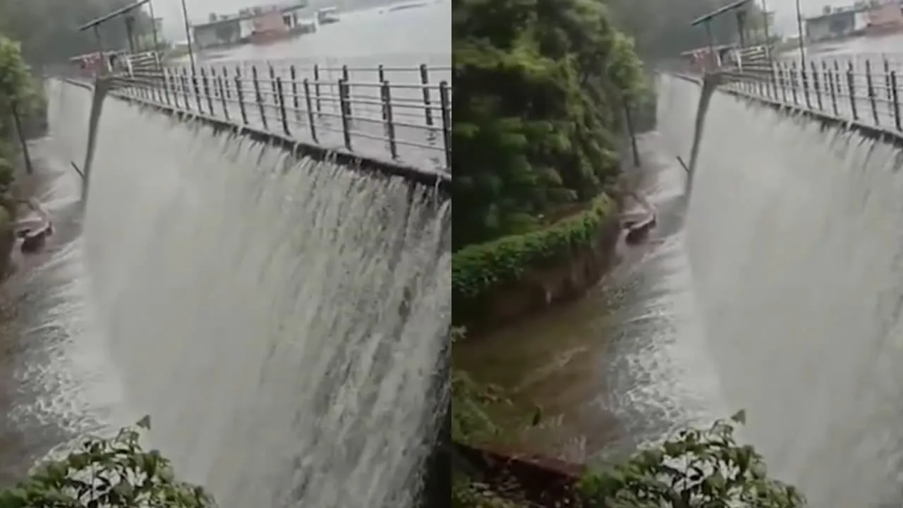 मुंबई : पवई झील ओवरफ्लो, मुंबई में बारिश का असर