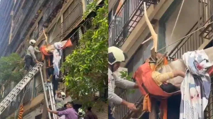 मुंबई में 10वीं मंजिल से कूदी महिला पेड़ पर अटकी, टहनियों से लटकने का वीडियो आया साम