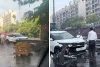 मुंबई में बारिश के बीच हादसा: ईस्टर्न फ्रीवे पर कार रेलिंग से टकराई, ट्रैफिक प्रभावित