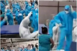 मुंबई के गोरेगांव में नेस्को कोविड ​​​​-19 सेंटर को एक साल पूरे होने पर हेल्थकेयर वर्करों ने जमकर जश्न मनाया।
