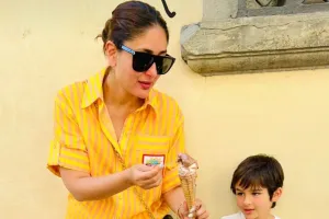 बेटे तैमूर संग आइसक्रीम के मजे लेती नजर आईं करीना कपूर  