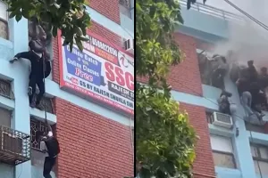 मुखर्जी नगर के कोचिंग सेंटर में लगी आग, चौथी मंजिल से कूदकर छात्रों ने बचाई जान, 4 घायल