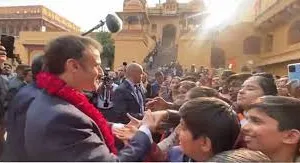 जयपुर के आमेर किले में फ्रांस के राष्ट्रपति मैक्रों ने भारतीय छात्रों के साथ की बातचीत...