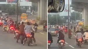 मुंबई: वेस्टर्न एक्सप्रेस हाईवे पर बिना हेलमेट, ट्रिपलिंग, साइलेंसर से तेज आवाज के साथ 60- 70 बाइकर्स की यह टोली; मचाया उत्पात
