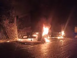 नागपुर : अवैध रूप से मवेशियों से भरे एक कंटेनर ट्रक में आग लगने से 32 मवेशियों की मौत