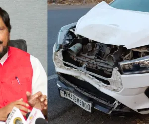 केंद्रीय मंत्री रामदास अठावले की कार सतारा के वाई के पास दुर्घटनाग्रस्त हो गई